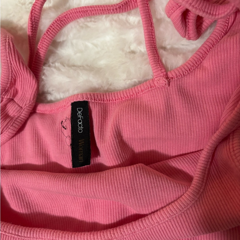 Pink Ribbed Tank Top - Picture 3 of 4